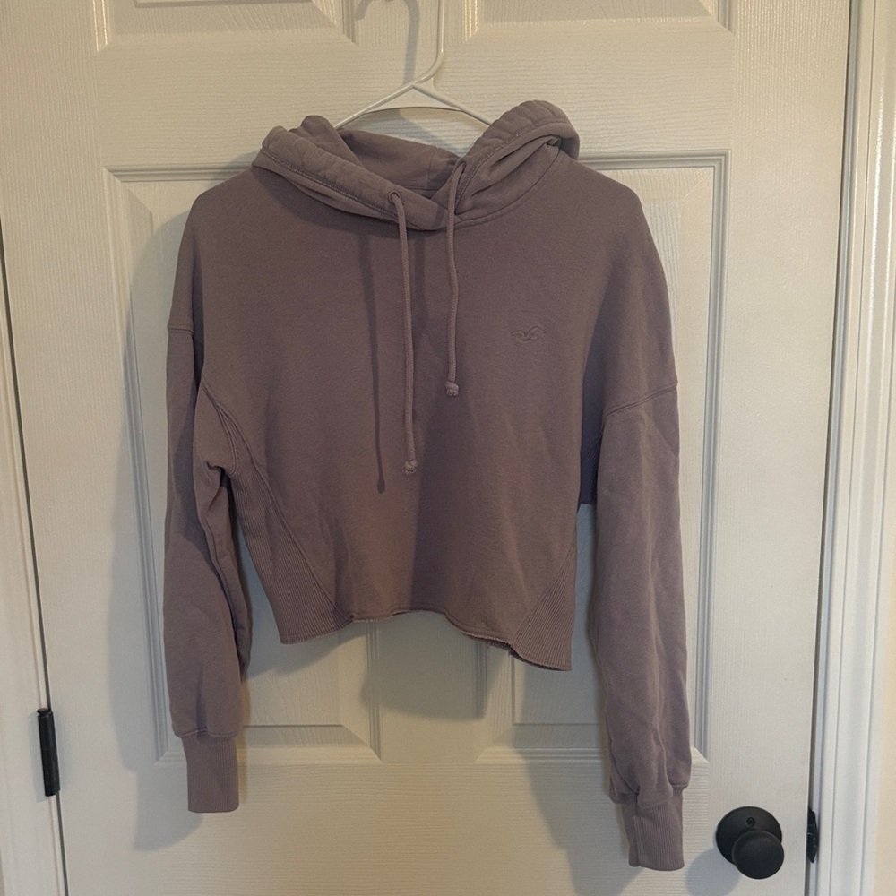 Hollister Women's Lavender Cropped Hoodie